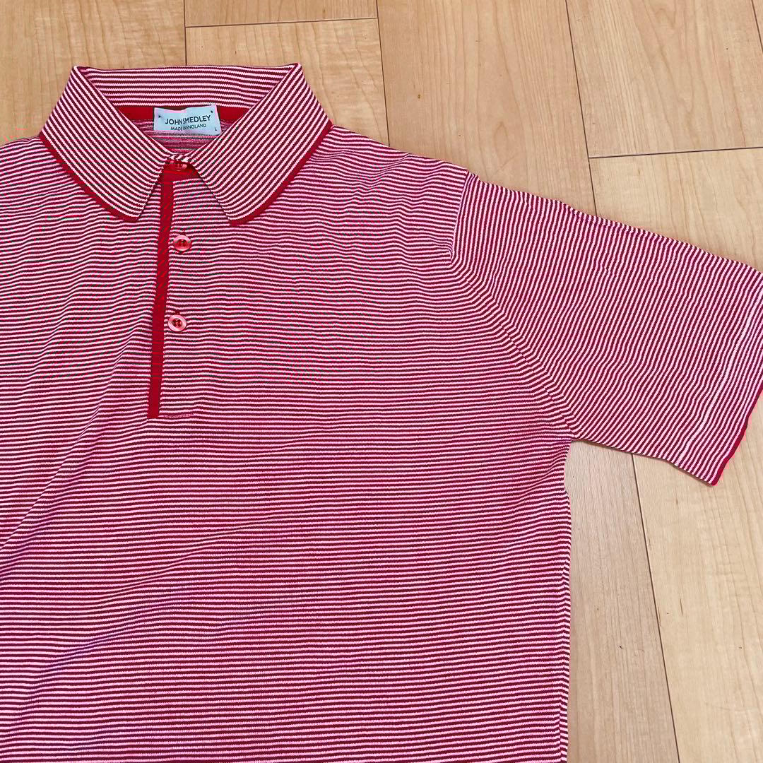 ジョンスメドレー　ボーダー　ポロシャツ　シーアイランドコットン　サイズL