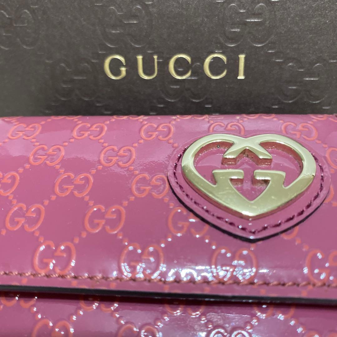 美品　グッチGUCCI　6連キーケース　GGパターン ハート型マイクログッチシマ