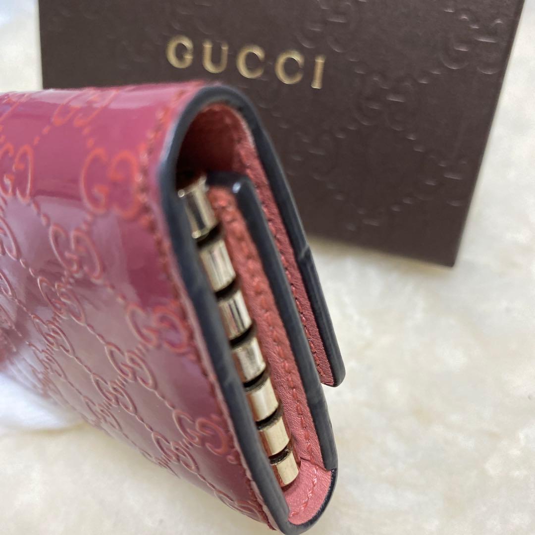 美品　グッチGUCCI　6連キーケース　GGパターン ハート型マイクログッチシマ