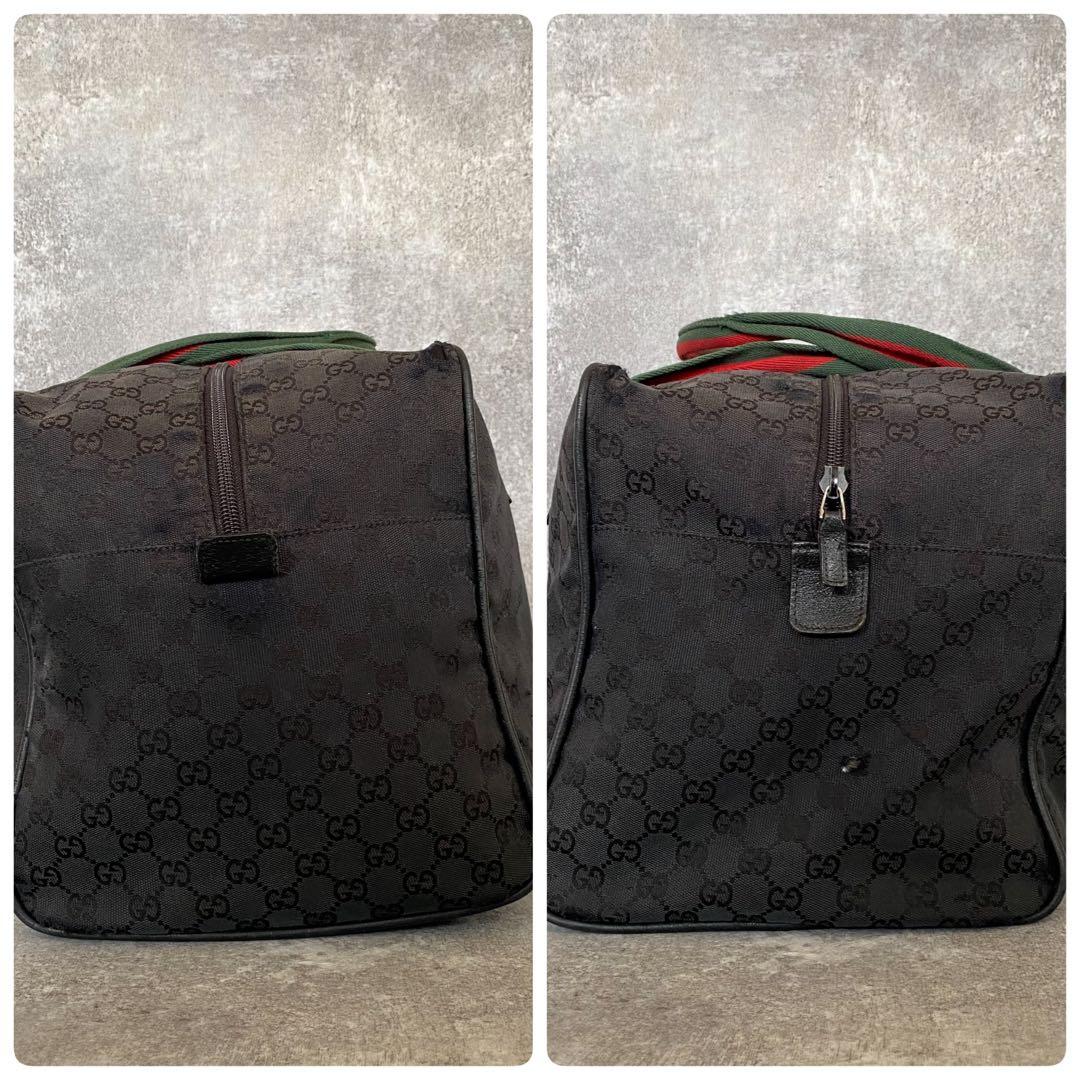 GUCCI グッチ　ボストンバッグ　GGキャンバス　シェリーライン　ブラック　黒