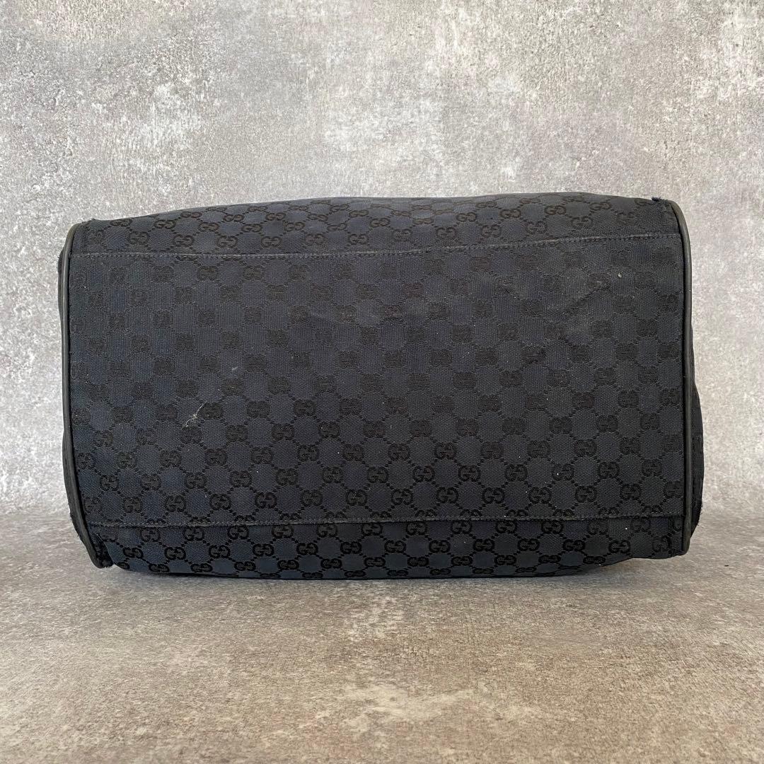 GUCCI グッチ　ボストンバッグ　GGキャンバス　シェリーライン　ブラック　黒