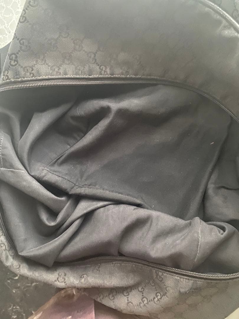 GUCCI グッチ　ボストンバッグ　GGキャンバス　シェリーライン　ブラック　黒