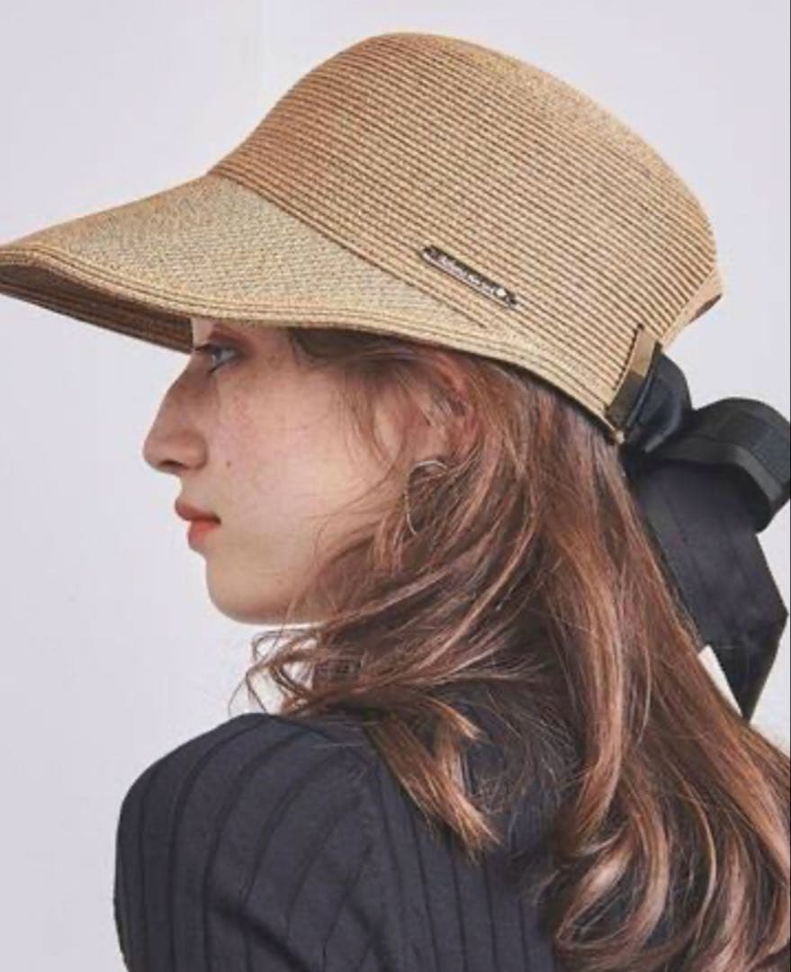 アシーナニューヨーク　ジャネット　麦わら帽子キャップ　黒リボン