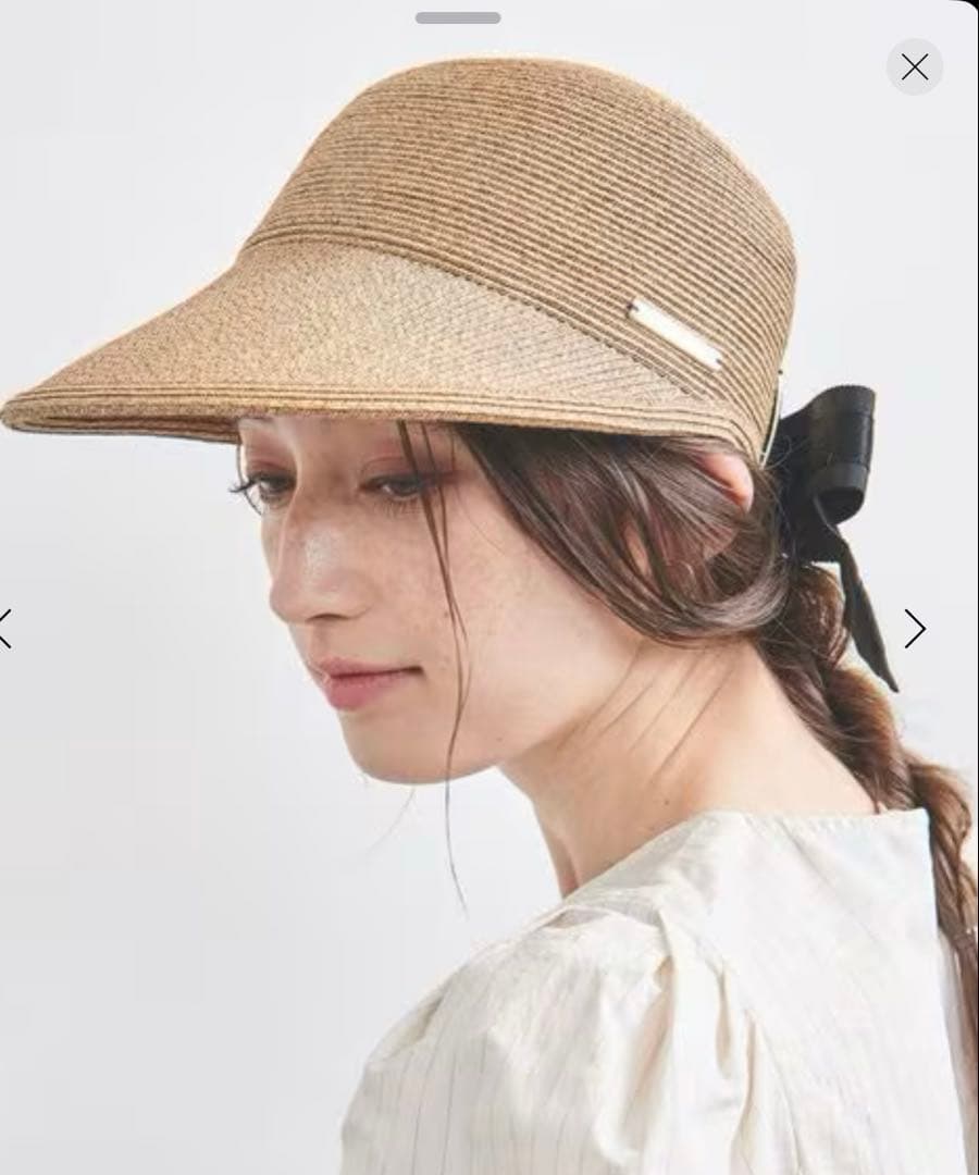 アシーナニューヨーク　ジャネット　麦わら帽子キャップ　黒リボン