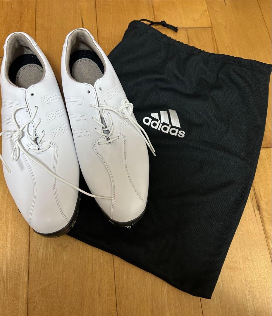 adidas adipureホワイトゴルフシューズ メンズ 27cm 収納袋付き