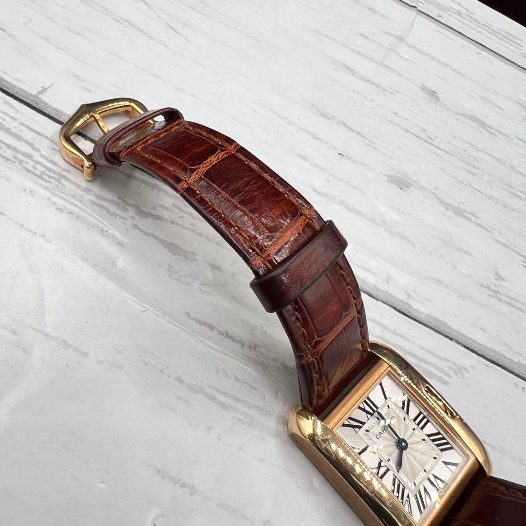 Cartier カルティエ タンクアングレーズSM K18 PG/革ベルト