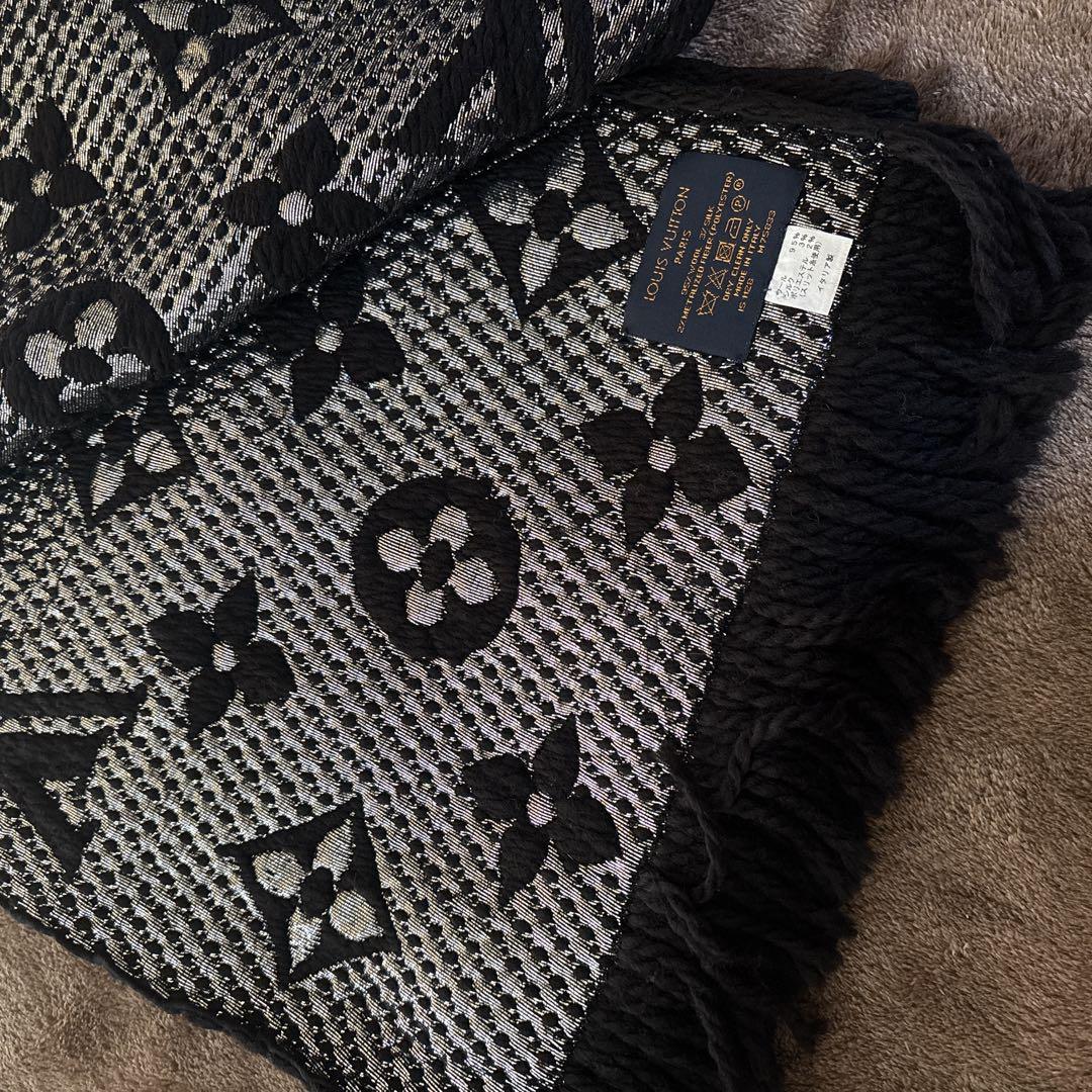 LOUIS VUITTON マフラー ロゴマニア ブラック