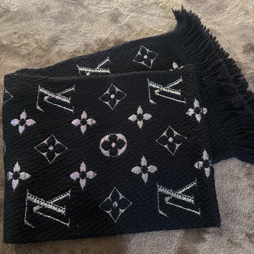 LOUIS VUITTON マフラー ロゴマニア ブラック