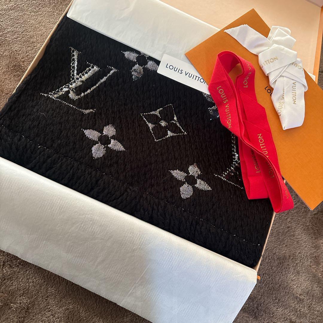 LOUIS VUITTON マフラー ロゴマニア ブラック