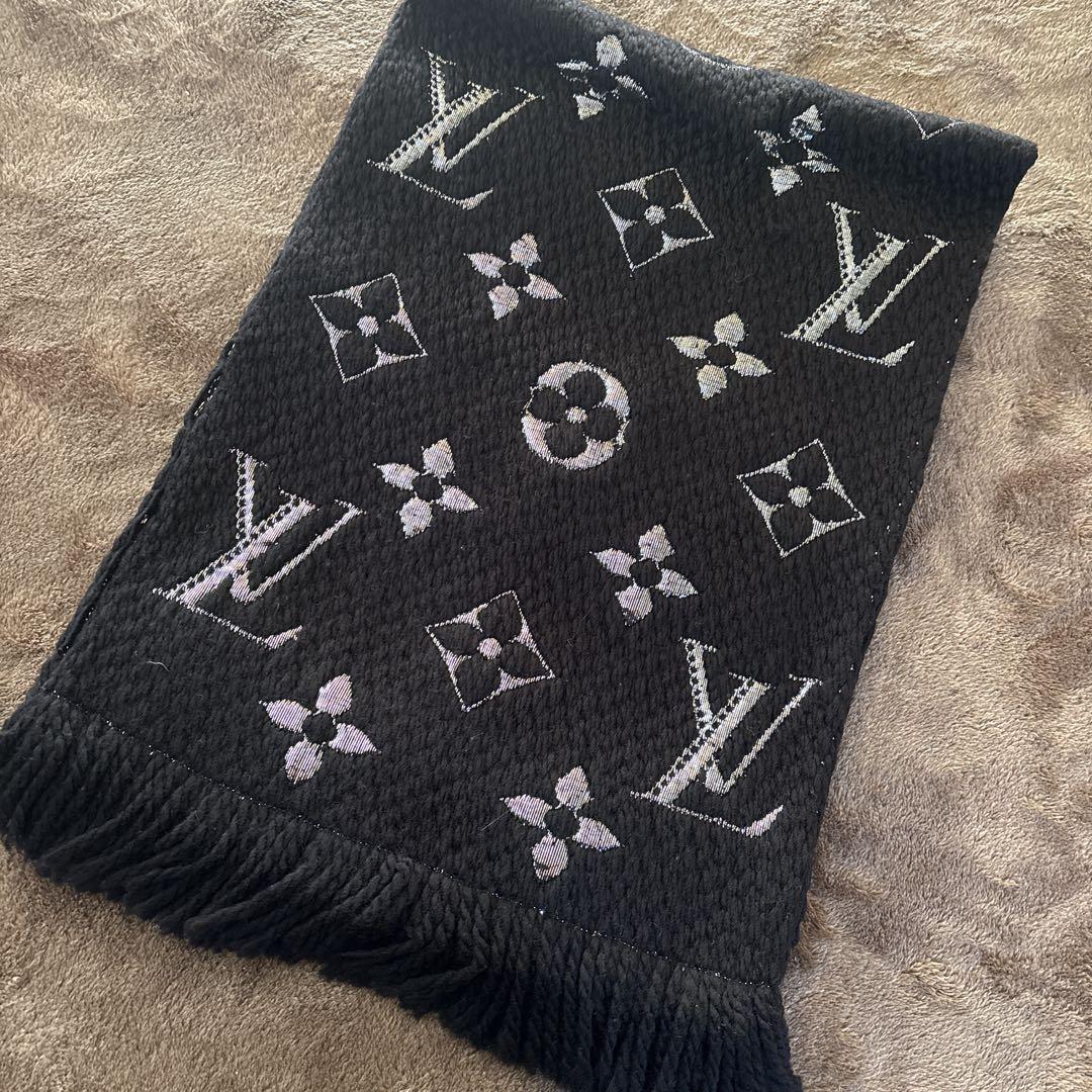 LOUIS VUITTON マフラー ロゴマニア ブラック