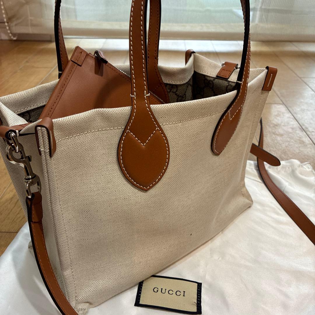 GUCCI キャンバストートバッグ ポーチ付き
