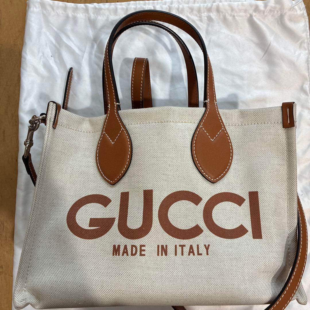 GUCCI キャンバストートバッグ ポーチ付き
