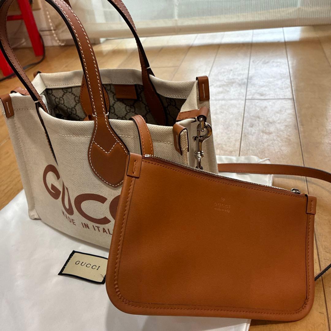 GUCCI キャンバストートバッグ ポーチ付き