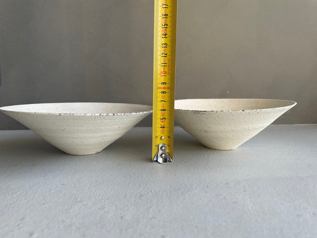 二階堂明弘 焼き締め 三角鉢 白 ホワイト 2点セット