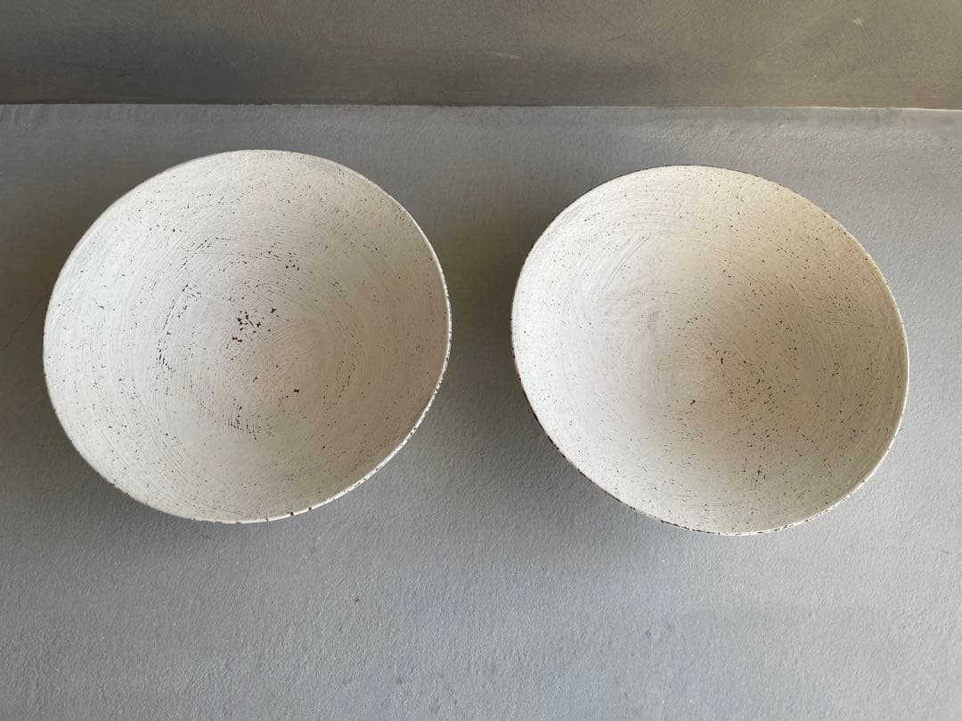 二階堂明弘 焼き締め 三角鉢 白 ホワイト 2点セット