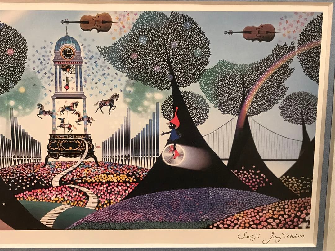 藤城清治　「花園のシンフォニー」　ダイヤモンドスクリーニング　作品証明シール有り