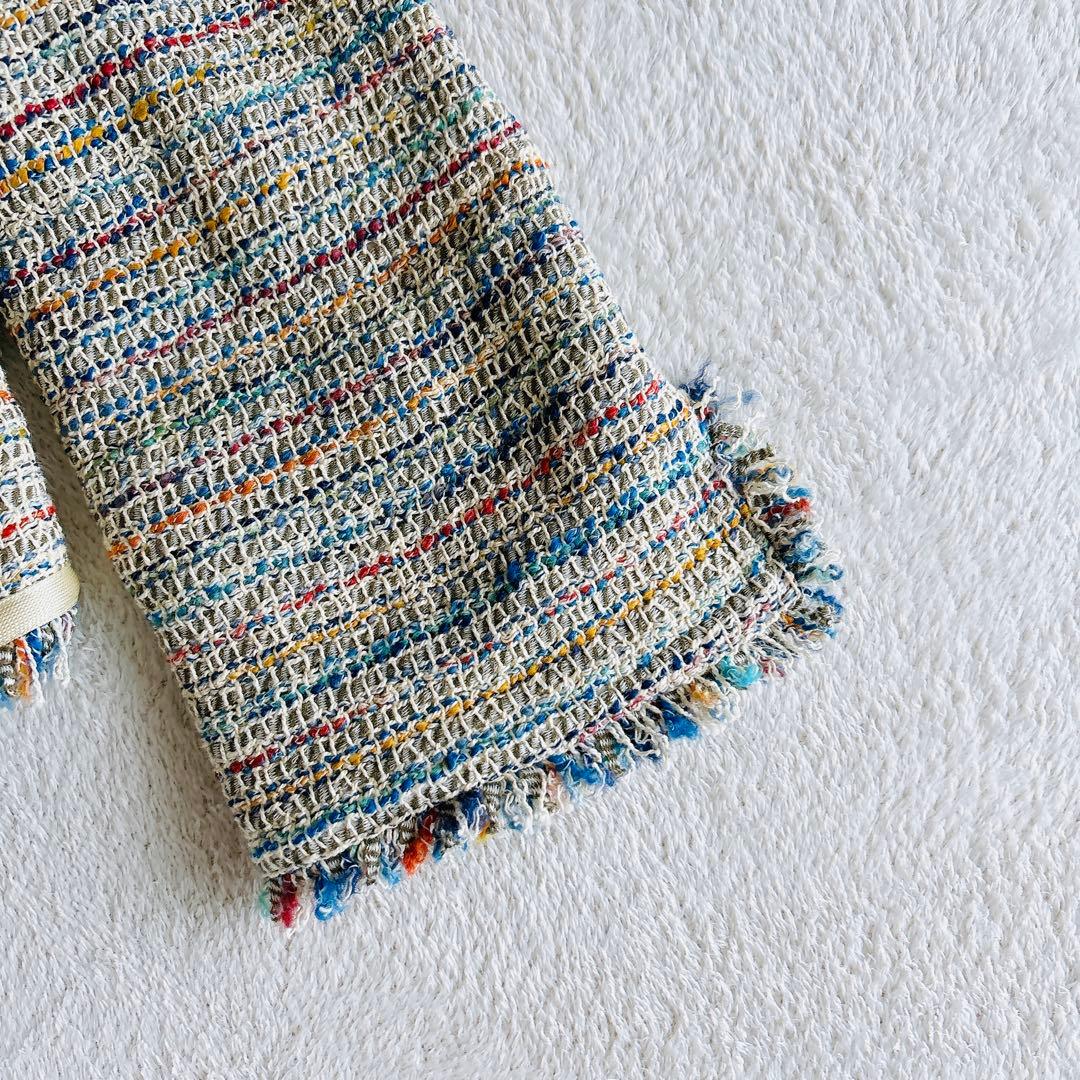 タグ付き☆theory ミックスツイード ノーカラージャケット セレモニー　L