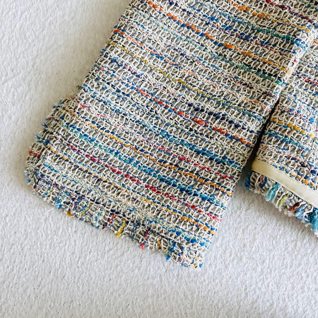 タグ付き☆theory ミックスツイード ノーカラージャケット セレモニー　L