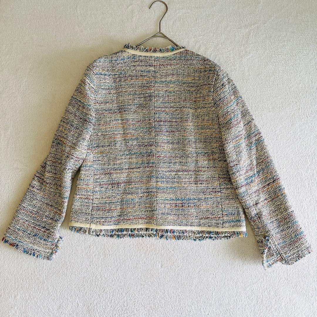 タグ付き☆theory ミックスツイード ノーカラージャケット セレモニー　L