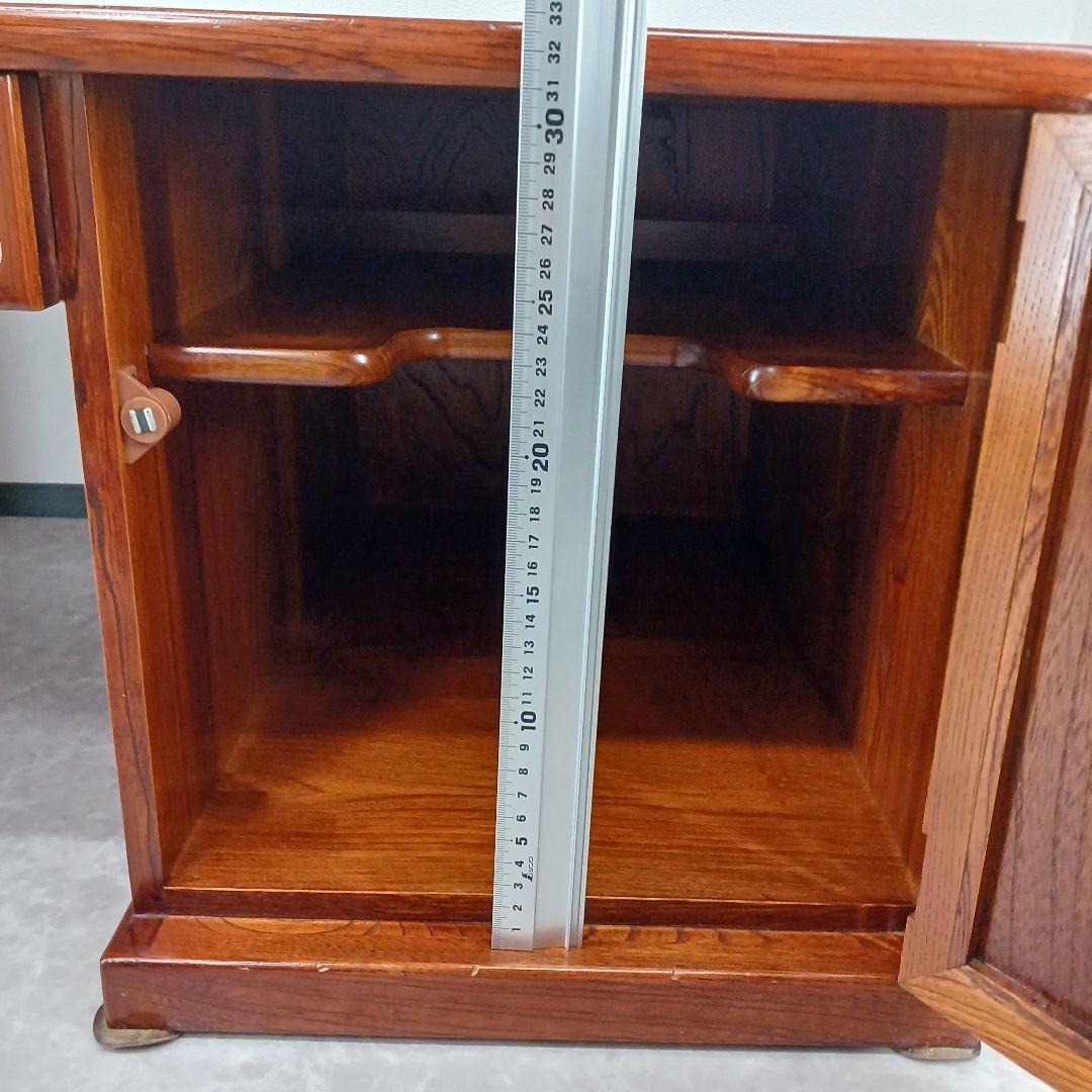 送料込み【文机/片袖/机木製テーブル】幅約90cm 引き出し・扉付き