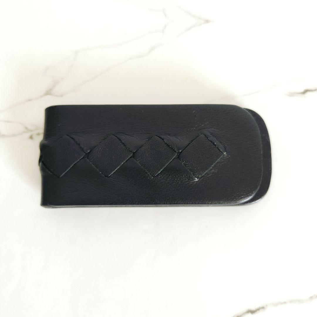 美品☆ボッテガヴェネタ☆マネークリップ レザー イントレチャート ブラック