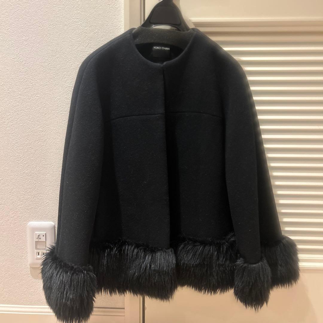 YOKO CHAN ウール100% ショートコート　ブラック 36