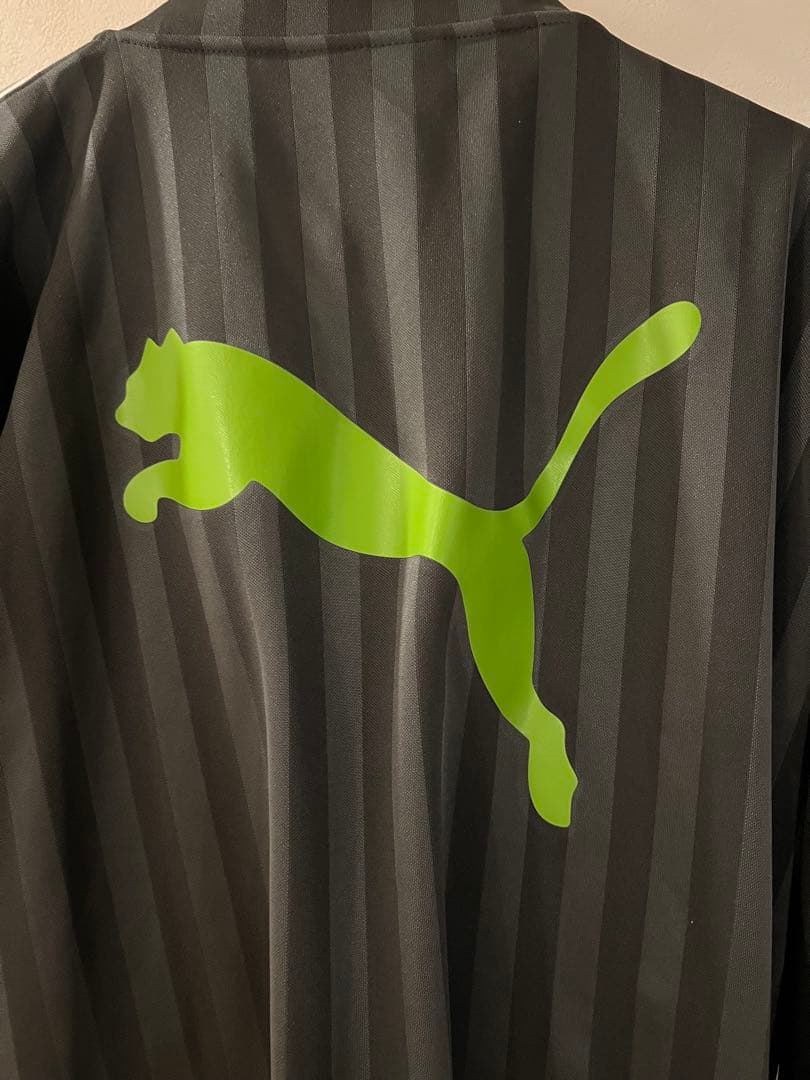 PUMA ストライプジャージ グレー/グリーン上下