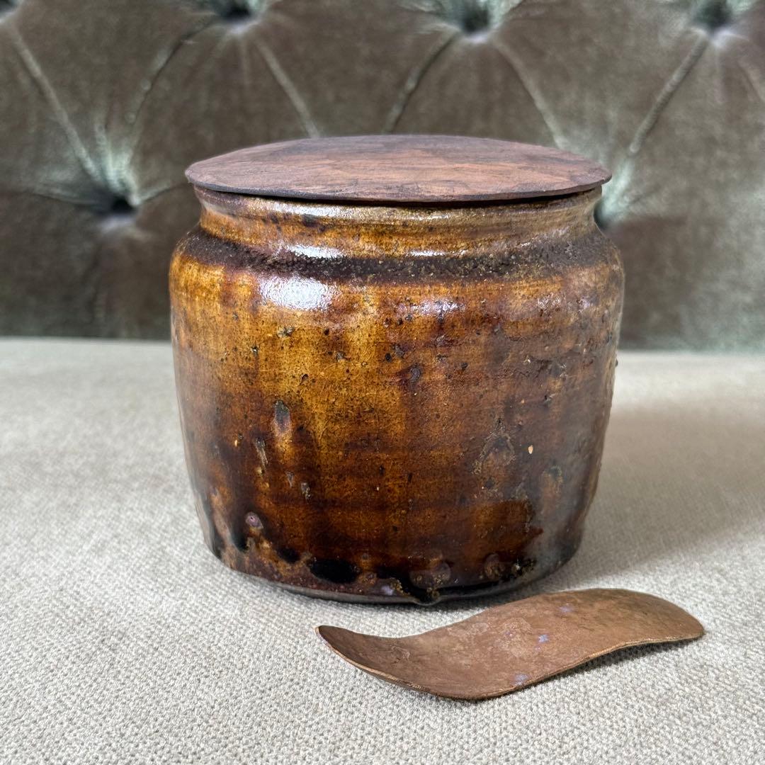 一点もの　余宮隆さん　木蓋・ヘラ付き壺　キャニスター