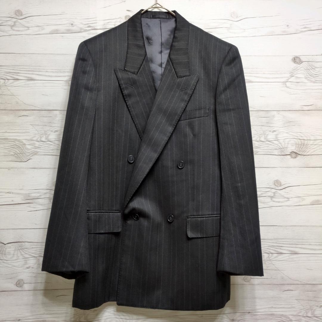 ✨美品✨イヴサンローラン ダブルスーツ セットアップ 黒 ストライプ 万能 式典