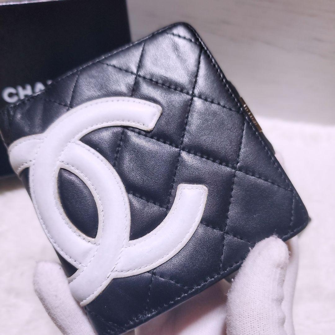 シャネル✨折り財布 ミニ ガマ口 カンボンライン ココマーク ホワイト