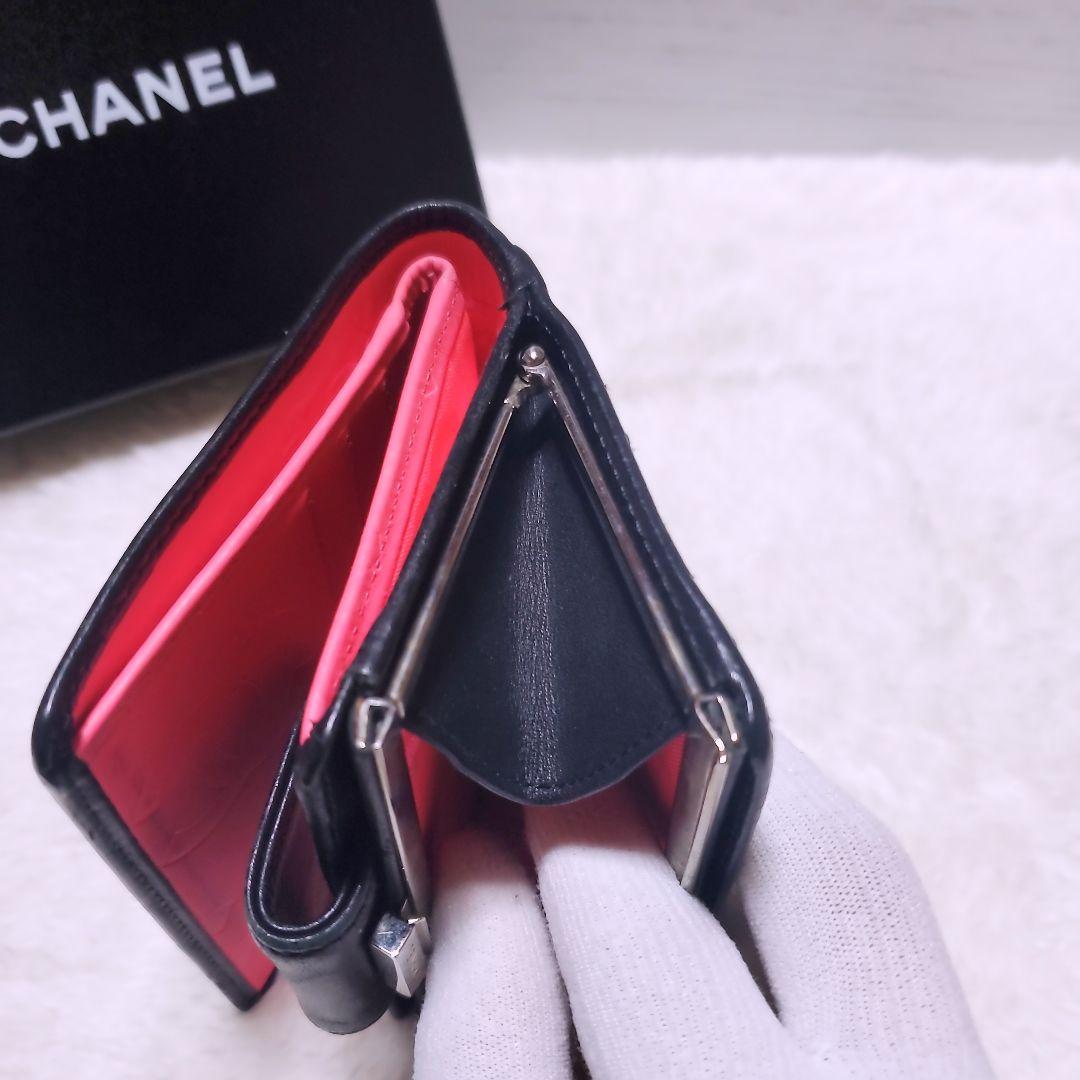 シャネル✨折り財布 ミニ ガマ口 カンボンライン ココマーク ホワイト