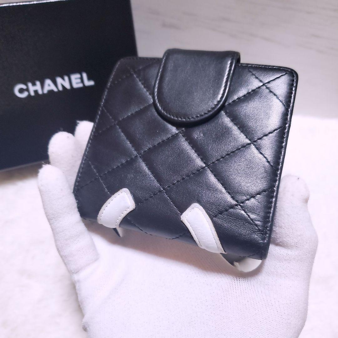 シャネル✨折り財布 ミニ ガマ口 カンボンライン ココマーク ホワイト