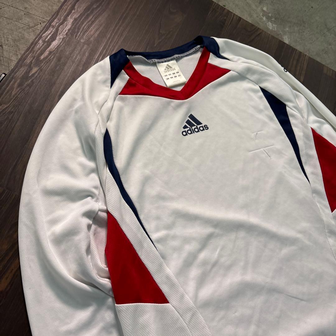 8BS1 adidas ロゴプリント長袖Tシャツ　トレーニングウェア古着
