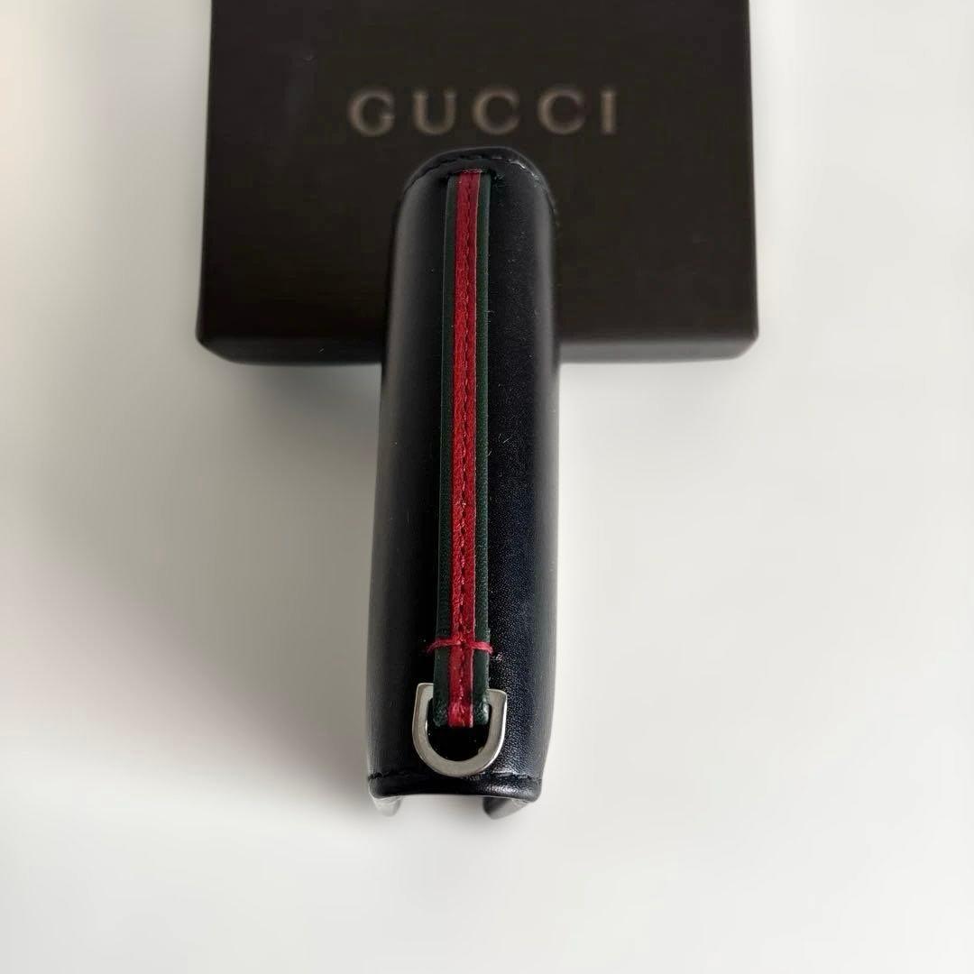 グッチ　メンズパース　小銭入れ付き　黒 緑赤緑のウェブ