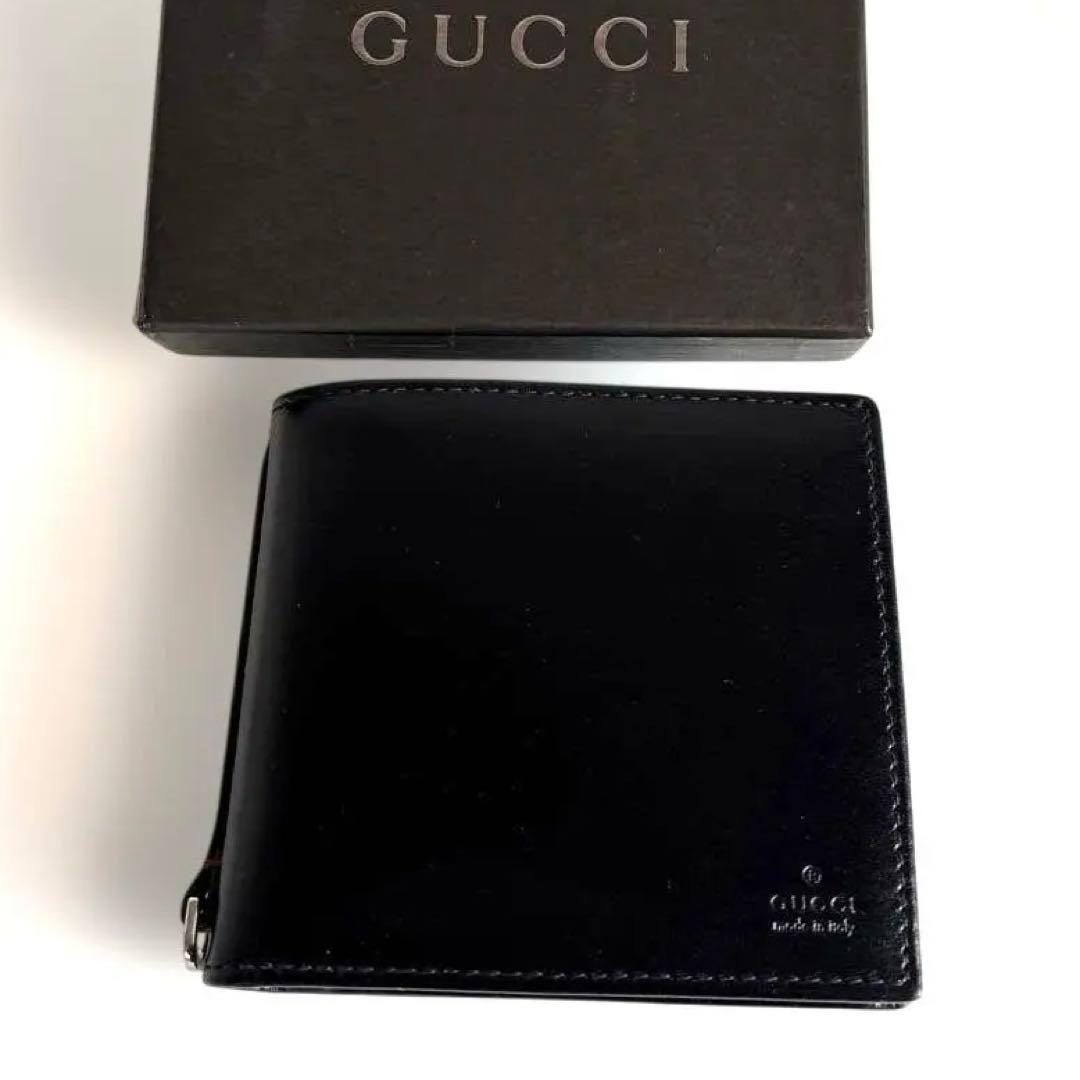 グッチ　メンズパース　小銭入れ付き　黒 緑赤緑のウェブ