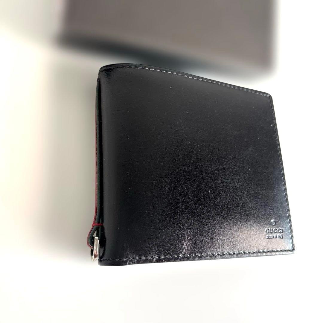 グッチ　メンズパース　小銭入れ付き　黒 緑赤緑のウェブ