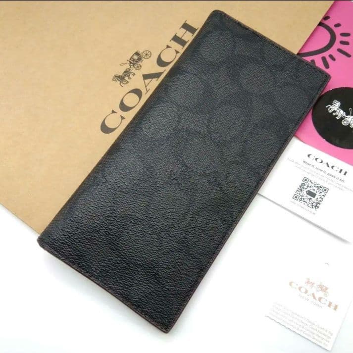 新作　新品　COACH　長財布　メンズシグネチャー　人気の小銭入れ付き