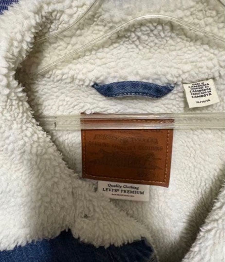 人気Levi's 裏ボア ダークブルーデニムジャケット 1st シンチバック