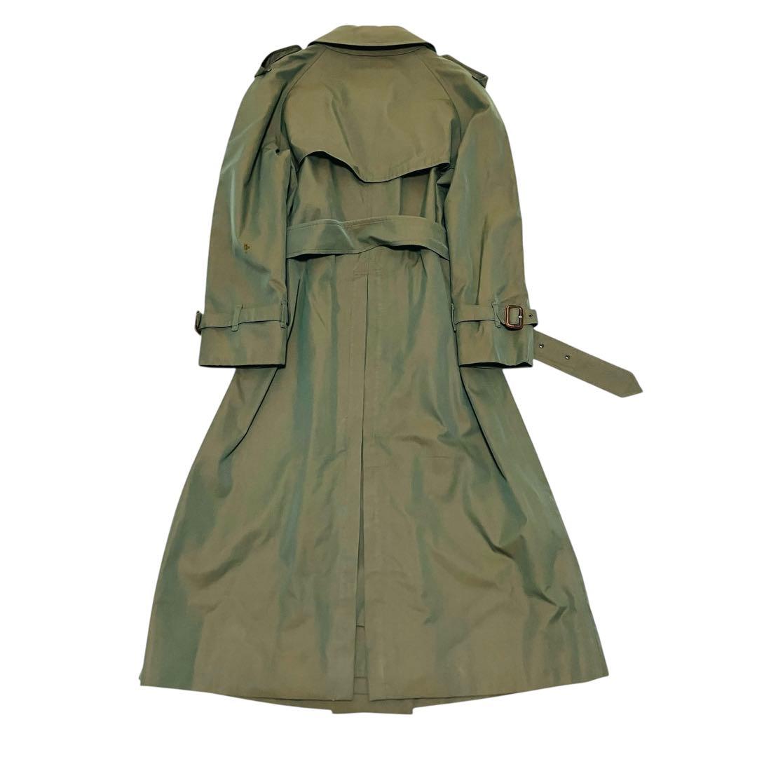 希少✨バーバリー 英国製 トレンチコート チェック ダブル　玉虫色　光沢