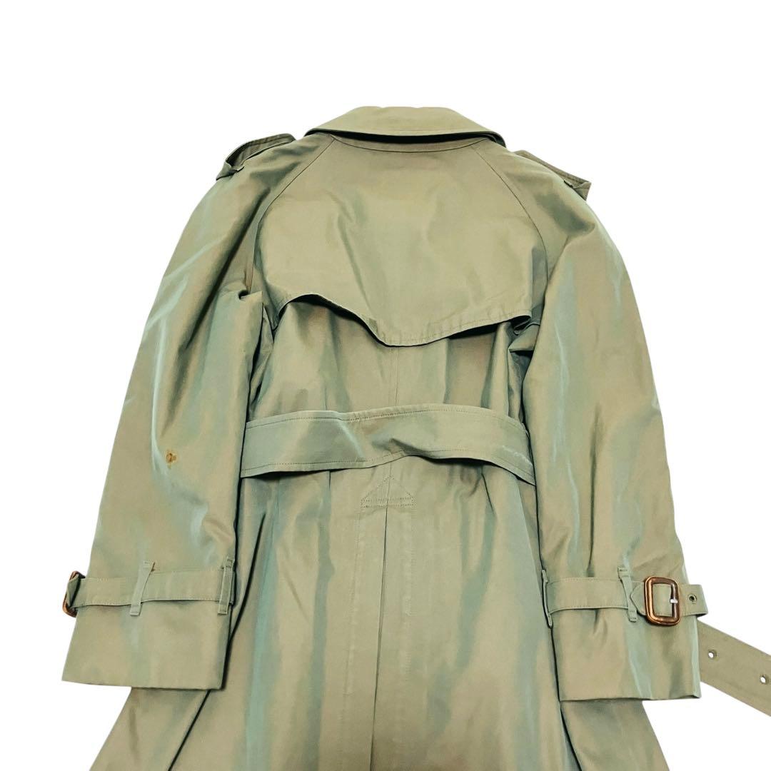 希少✨バーバリー 英国製 トレンチコート チェック ダブル　玉虫色　光沢