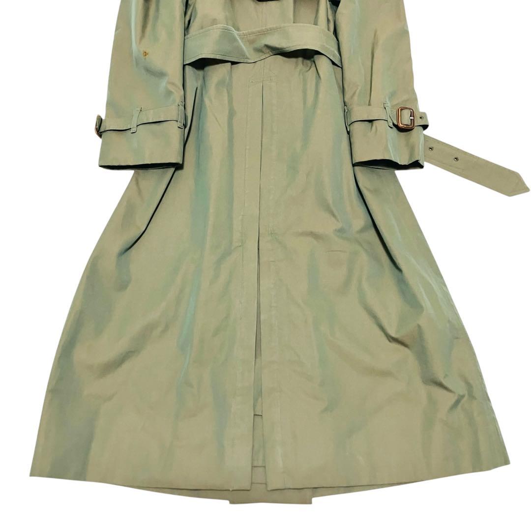 希少✨バーバリー 英国製 トレンチコート チェック ダブル　玉虫色　光沢