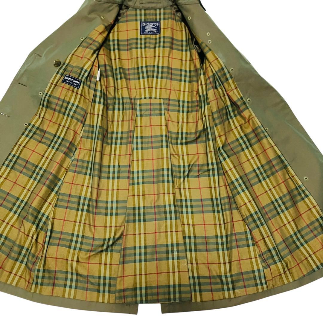 希少✨バーバリー 英国製 トレンチコート チェック ダブル　玉虫色　光沢