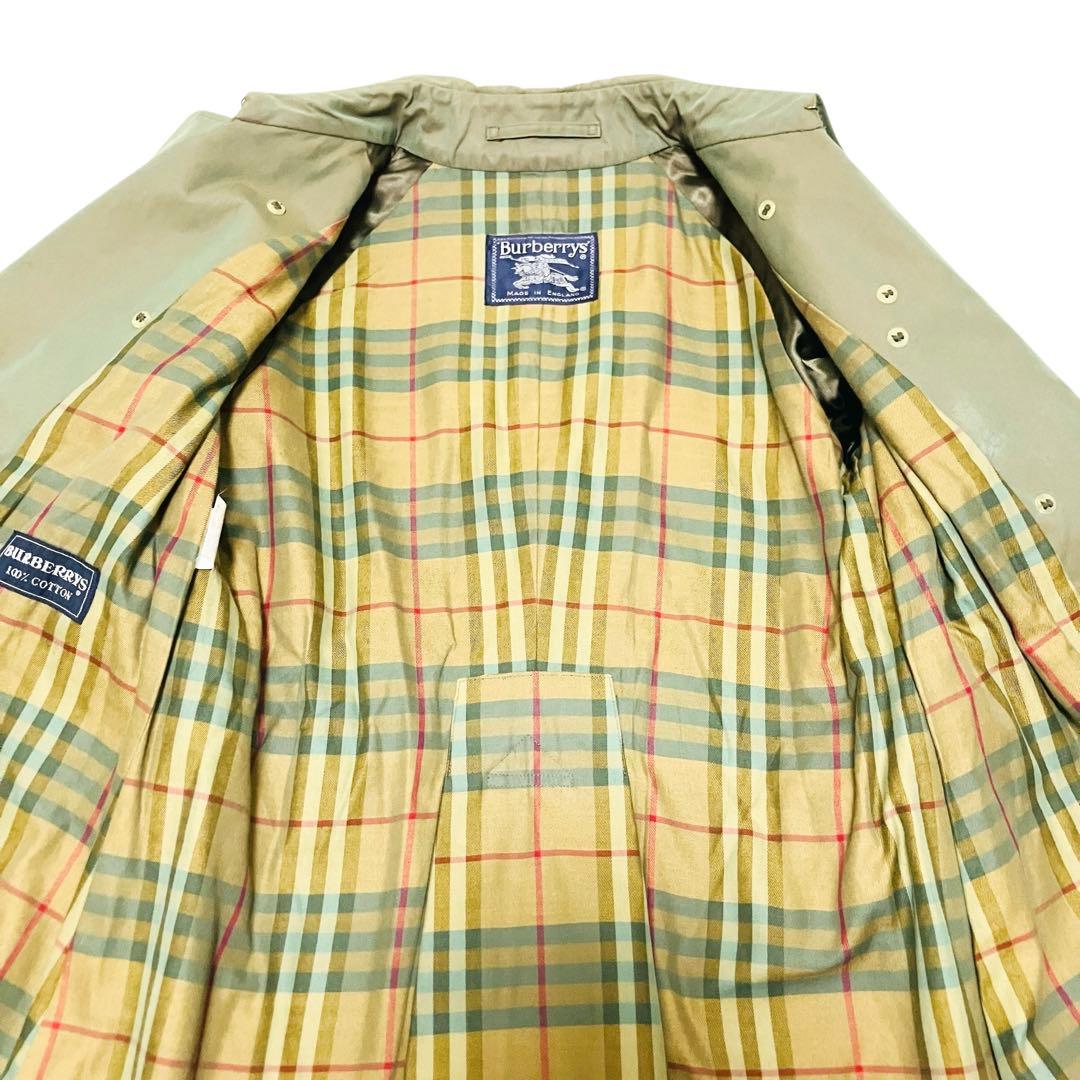 希少✨バーバリー 英国製 トレンチコート チェック ダブル　玉虫色　光沢
