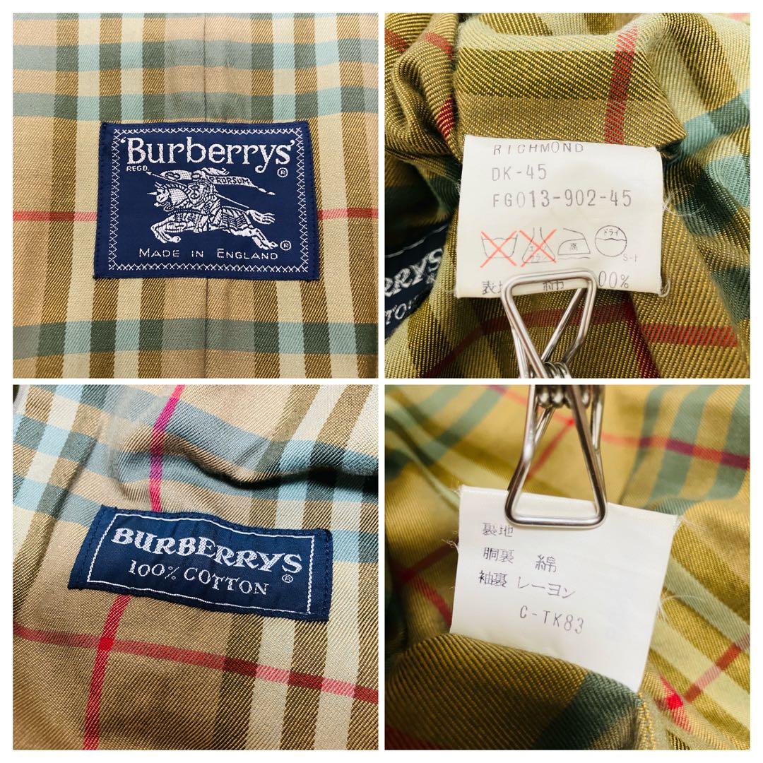 希少✨バーバリー 英国製 トレンチコート チェック ダブル　玉虫色　光沢