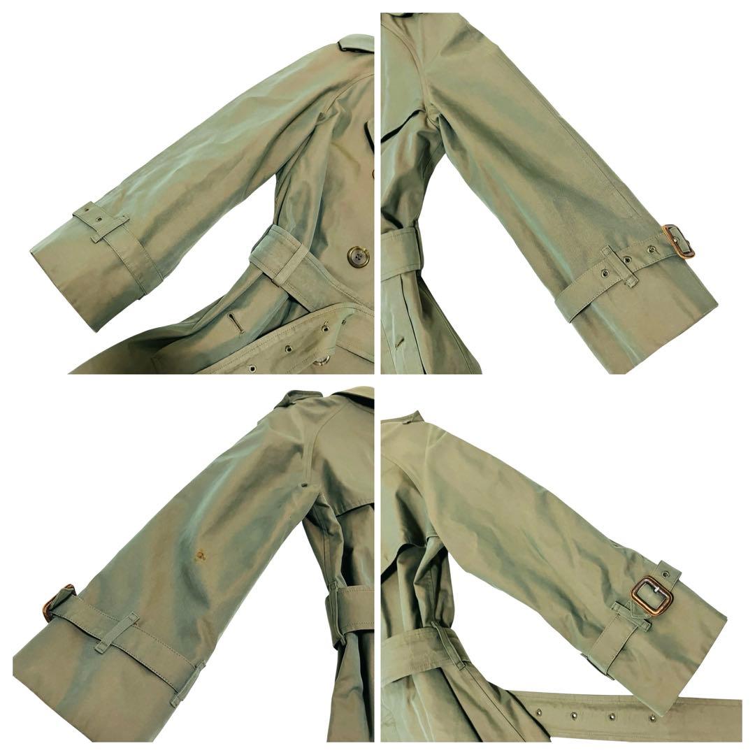 希少✨バーバリー 英国製 トレンチコート チェック ダブル　玉虫色　光沢