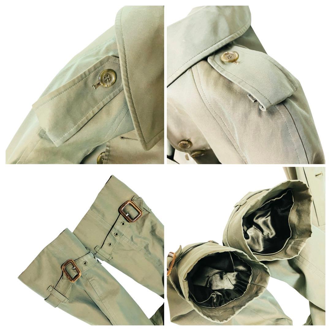 希少✨バーバリー 英国製 トレンチコート チェック ダブル　玉虫色　光沢