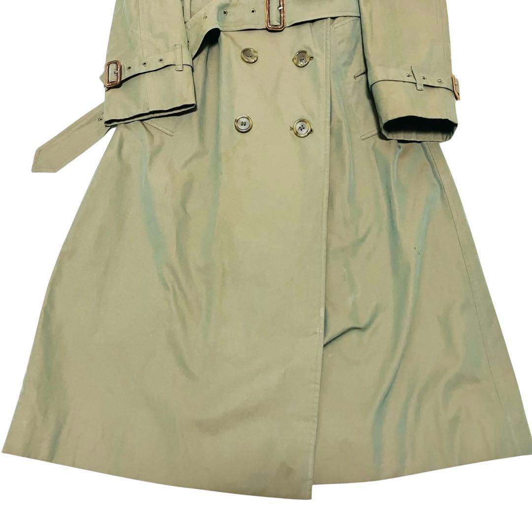 希少✨バーバリー 英国製 トレンチコート チェック ダブル　玉虫色　光沢