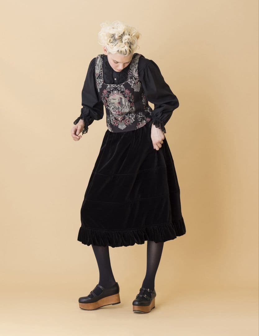 ジェーンマープル　コットンレーヨンベルベット　ランタンスカート