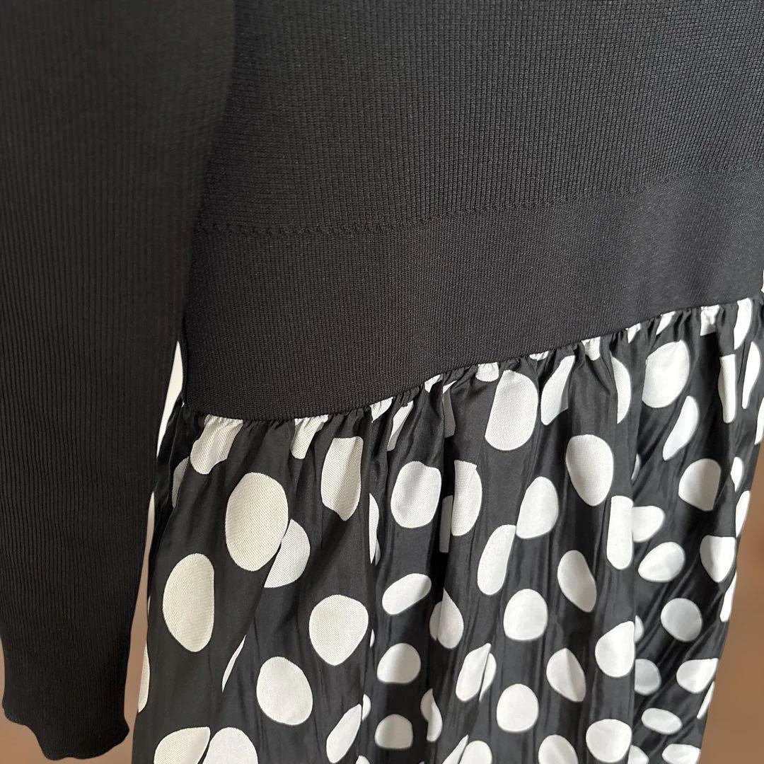 バーニーズニューヨーク　ロングワンピース　ドット　黒白　クリスマス