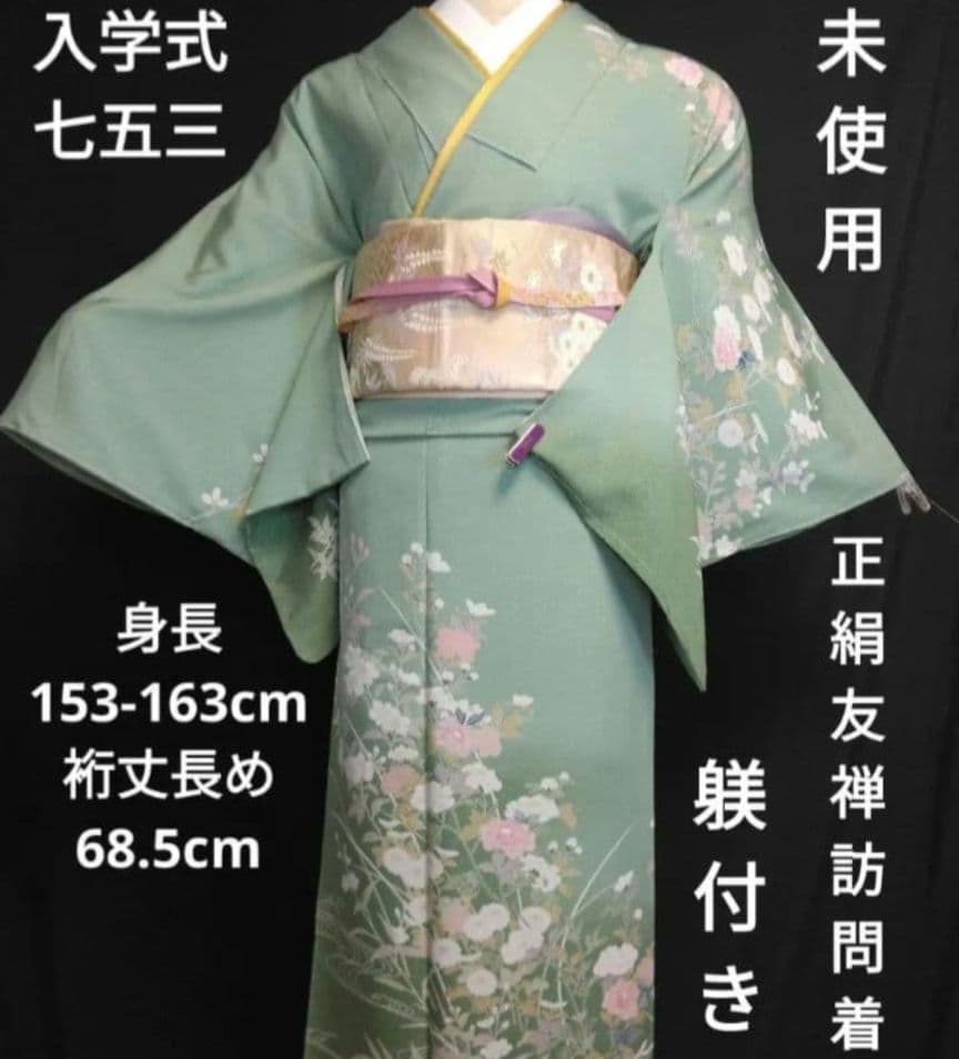 NO384 　売約済み　躾付き　友禅正絹　訪問着フルセット　正絹長襦袢付き